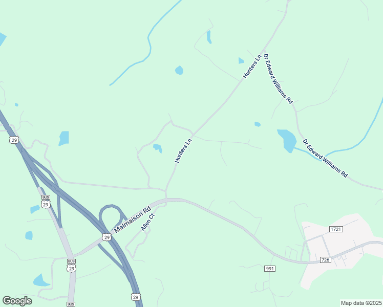 map of restaurants, bars, coffee shops, grocery stores, and more near 368 Hunters Lane in Blairs