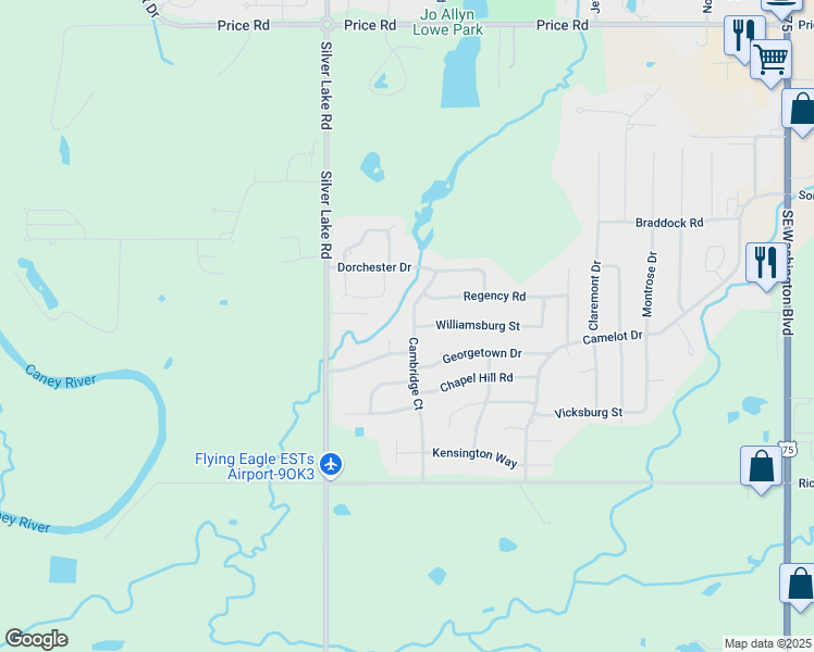 map of restaurants, bars, coffee shops, grocery stores, and more near 3000 Georgetown Court in Bartlesville