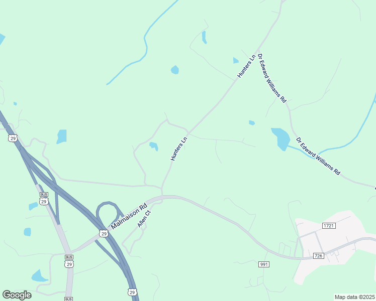 map of restaurants, bars, coffee shops, grocery stores, and more near 368 Hunters Lane in Blairs