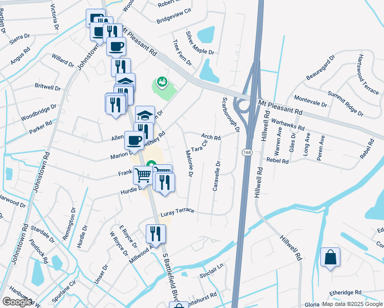 map of restaurants, bars, coffee shops, grocery stores, and more near 201 Tara Circle in Chesapeake