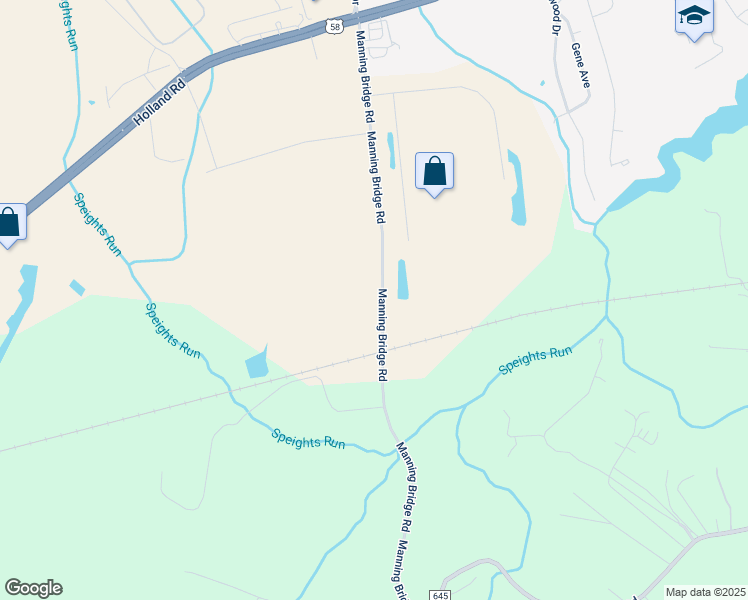 map of restaurants, bars, coffee shops, grocery stores, and more near 433 Manning Bridge Road in Suffolk