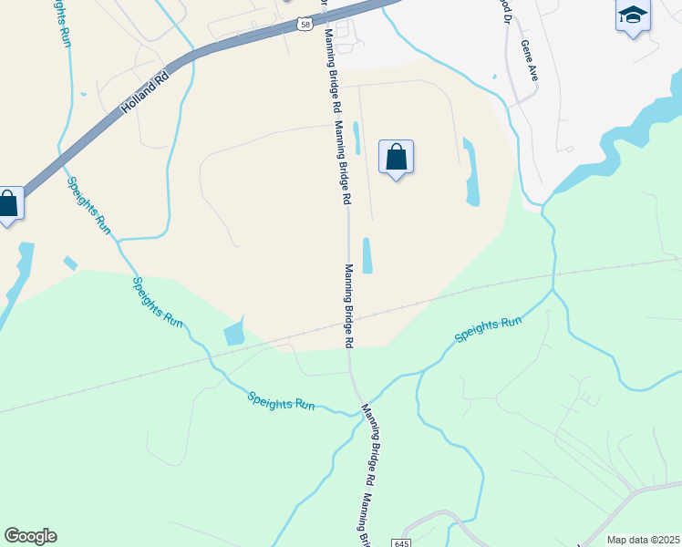 map of restaurants, bars, coffee shops, grocery stores, and more near 433 Manning Bridge Road in Suffolk