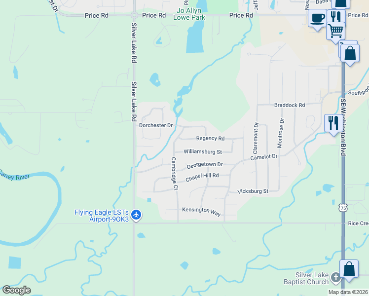 map of restaurants, bars, coffee shops, grocery stores, and more near 2914 Cambridge Court in Bartlesville