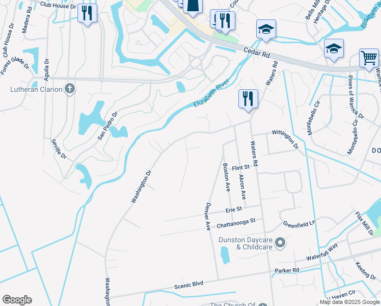 map of restaurants, bars, coffee shops, grocery stores, and more near 613 Global Circle in Chesapeake