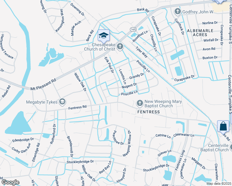 map of restaurants, bars, coffee shops, grocery stores, and more near 904 Erik Paul Drive in Chesapeake