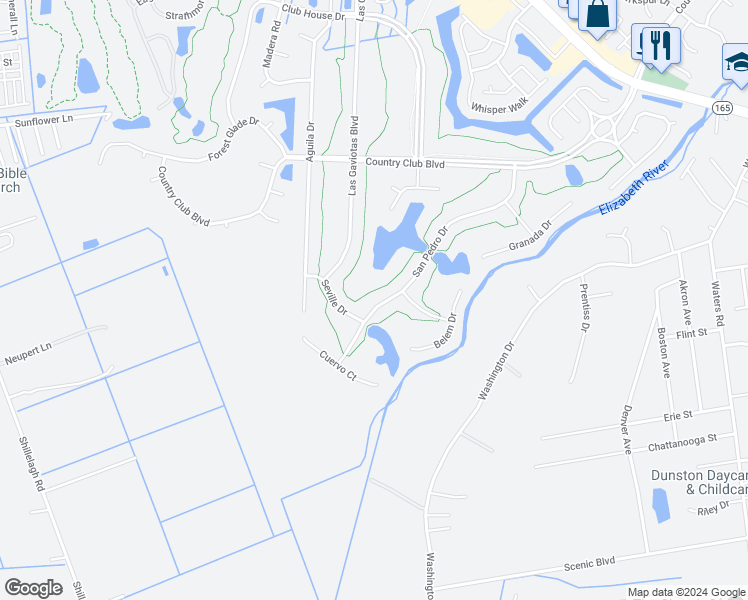 map of restaurants, bars, coffee shops, grocery stores, and more near 620 San Pedro Drive in Chesapeake