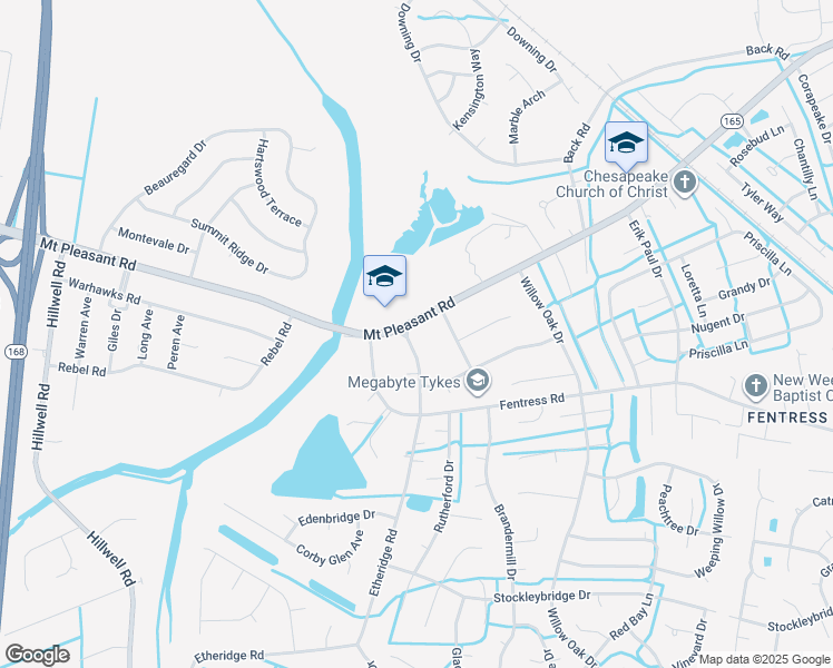 map of restaurants, bars, coffee shops, grocery stores, and more near 729 Mount Pleasant Road in Chesapeake