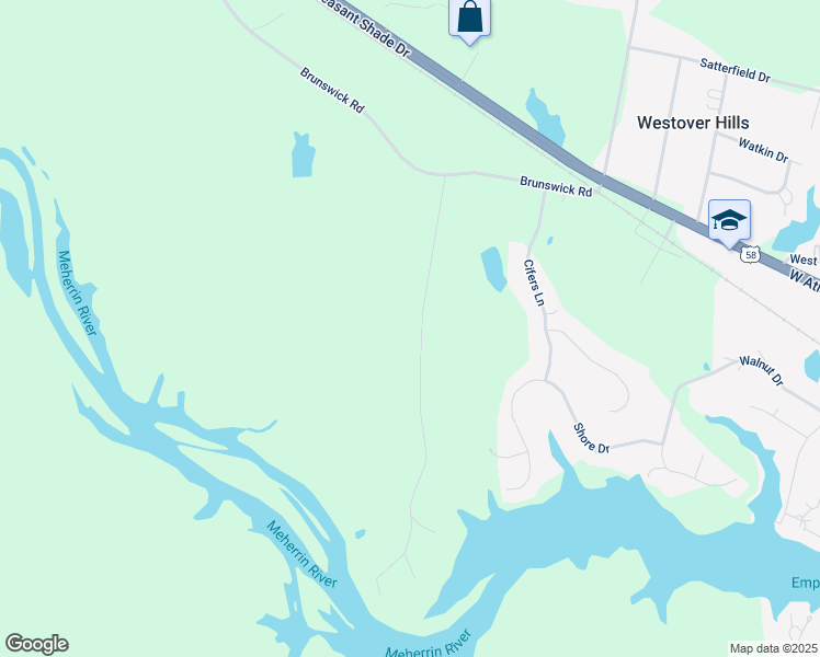 map of restaurants, bars, coffee shops, grocery stores, and more near 351 Riverview Road in Emporia