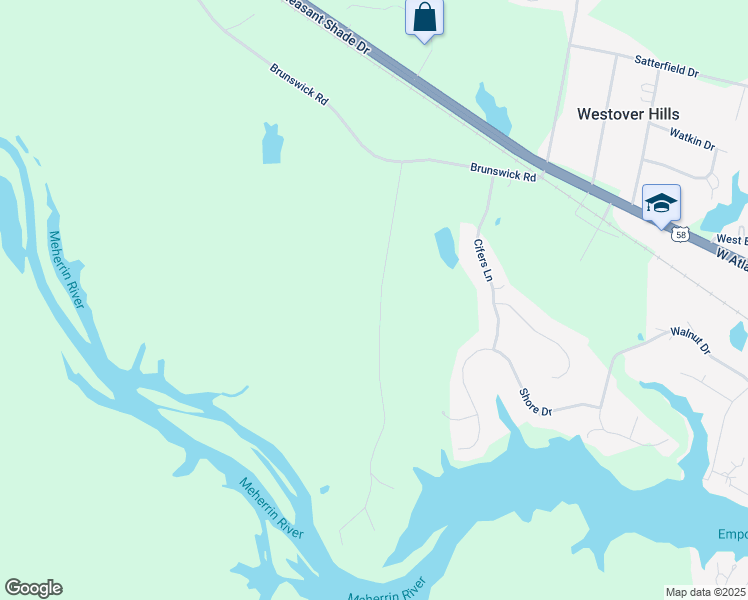 map of restaurants, bars, coffee shops, grocery stores, and more near 351 Riverview Road in Emporia