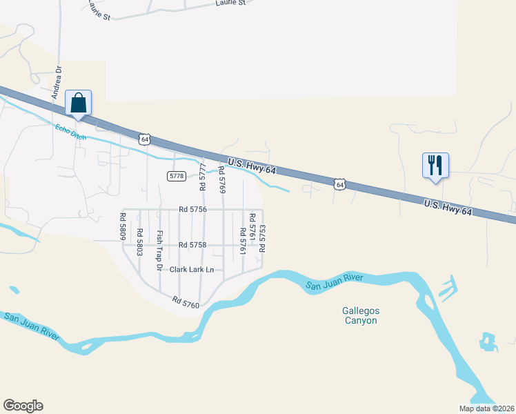 map of restaurants, bars, coffee shops, grocery stores, and more near 1 Road 5756 in Farmington
