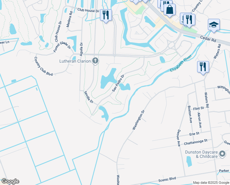 map of restaurants, bars, coffee shops, grocery stores, and more near 607 San Pedro Drive in Chesapeake
