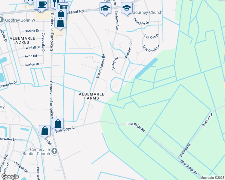 map of restaurants, bars, coffee shops, grocery stores, and more near 711 Catamount Court in Chesapeake
