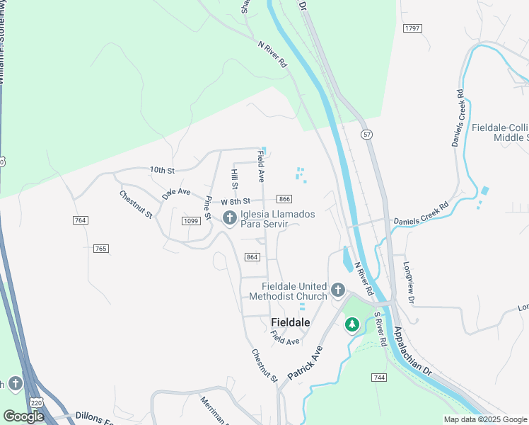 map of restaurants, bars, coffee shops, grocery stores, and more near 986 Field Avenue in Fieldale