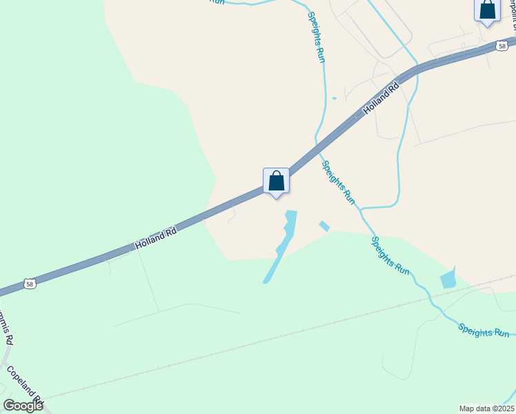 map of restaurants, bars, coffee shops, grocery stores, and more near 3205 Holland Road in Suffolk