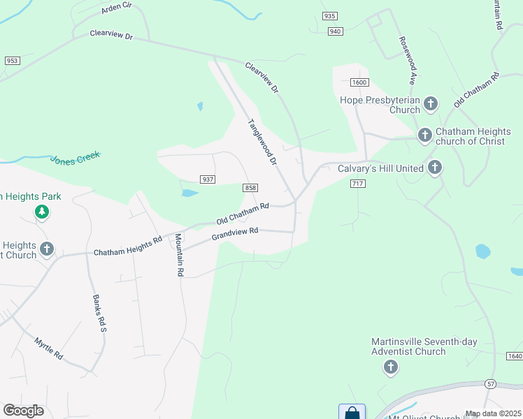 map of restaurants, bars, coffee shops, grocery stores, and more near 156 Foxtree Drive in Martinsville