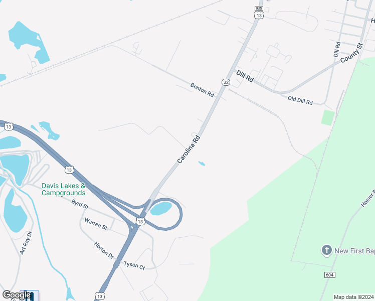 map of restaurants, bars, coffee shops, grocery stores, and more near Carolina Rd & Judkins Ct in Suffolk