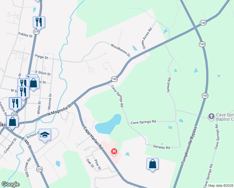 map of restaurants, bars, coffee shops, grocery stores, and more near 101-399 Cave Springs Road in Tompkinsville