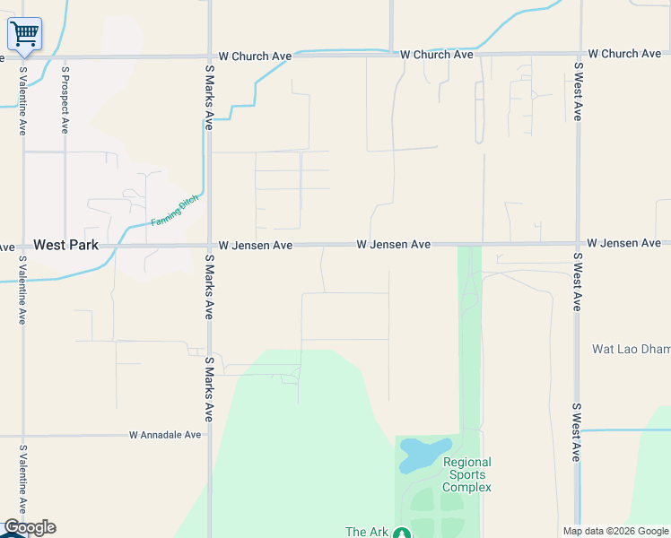 map of restaurants, bars, coffee shops, grocery stores, and more near 2121 West Jensen Avenue in Fresno