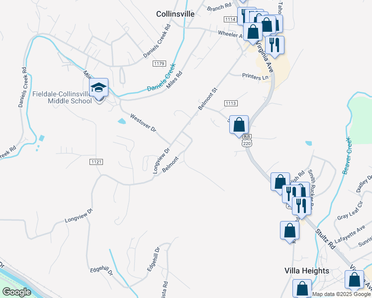 map of restaurants, bars, coffee shops, grocery stores, and more near 153 Belva Lane in Collinsville