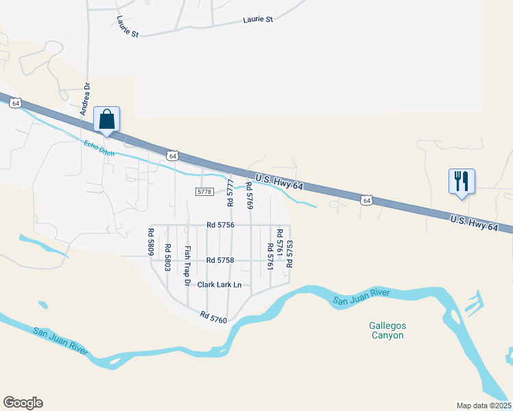 map of restaurants, bars, coffee shops, grocery stores, and more near 8 Road 5769 in Farmington