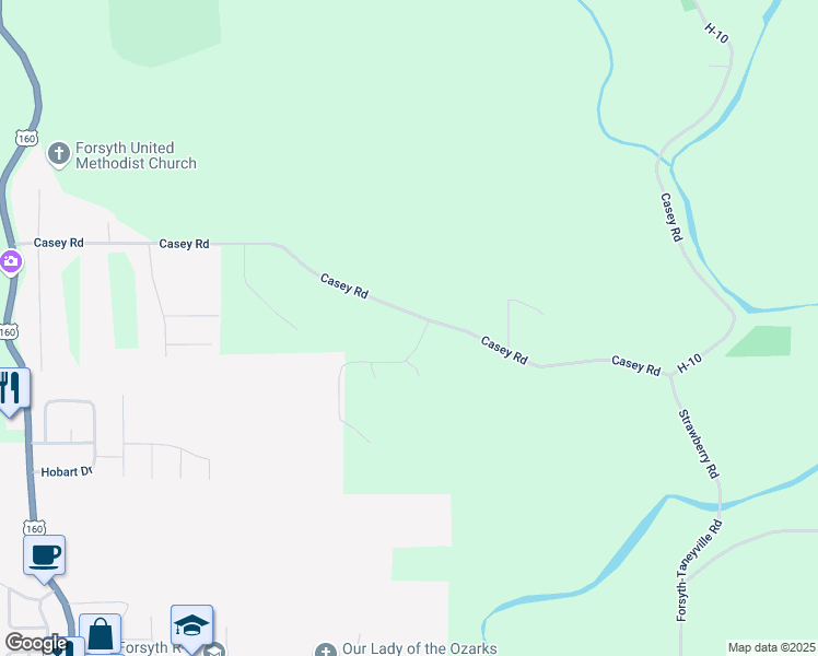 map of restaurants, bars, coffee shops, grocery stores, and more near 1018 Casey Road in Forsyth