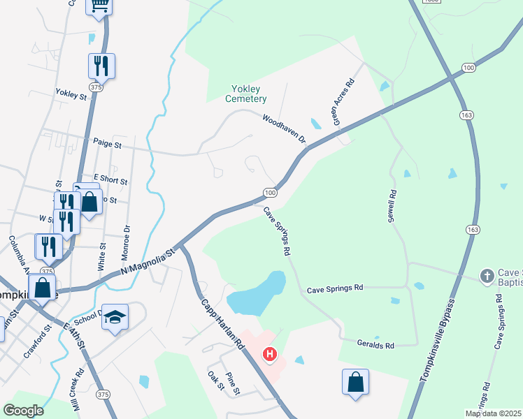 map of restaurants, bars, coffee shops, grocery stores, and more near 1355 North Magnolia Street in Tompkinsville
