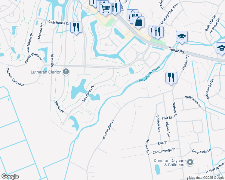 map of restaurants, bars, coffee shops, grocery stores, and more near 426 Granada Drive in Chesapeake