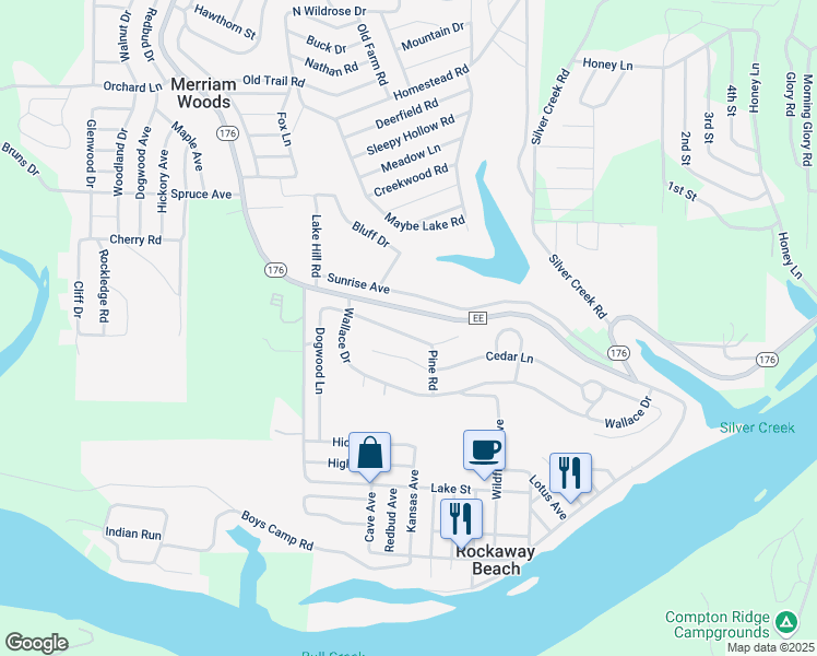 map of restaurants, bars, coffee shops, grocery stores, and more near 207 Wildwood Ln in Rockaway Beach