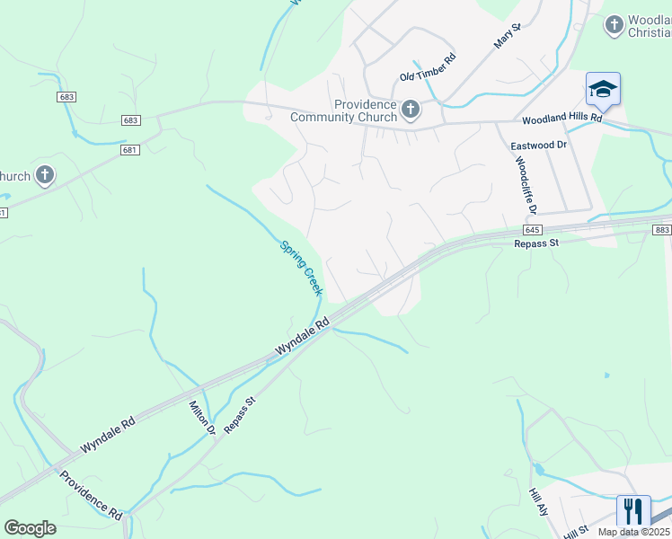 map of restaurants, bars, coffee shops, grocery stores, and more near 16489 Phoenix Drive in Abingdon