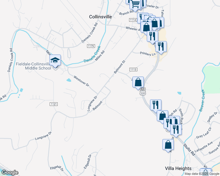 map of restaurants, bars, coffee shops, grocery stores, and more near 153-157 Belva Ln in Collinsville