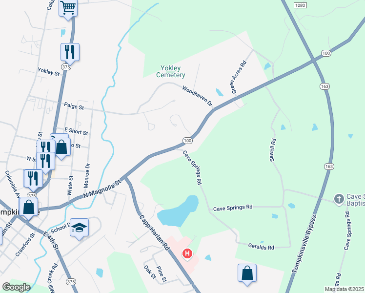 map of restaurants, bars, coffee shops, grocery stores, and more near 1355 North Magnolia Street in Tompkinsville