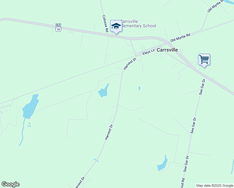 map of restaurants, bars, coffee shops, grocery stores, and more near 31480 Harvest Drive in Carrsville