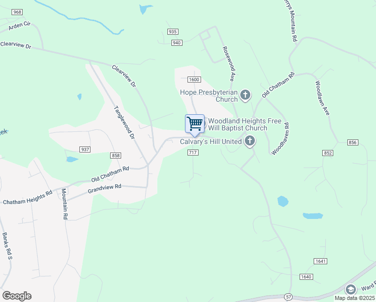 map of restaurants, bars, coffee shops, grocery stores, and more near 100 Douglas Road in Martinsville