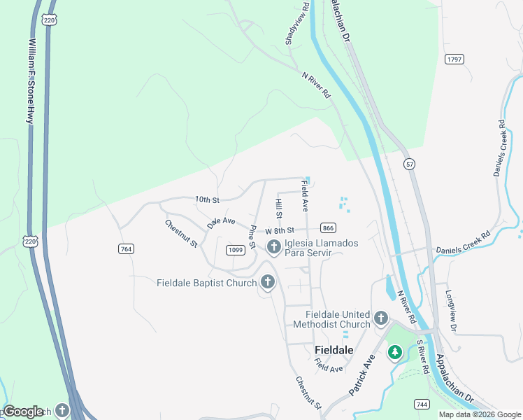 map of restaurants, bars, coffee shops, grocery stores, and more near 294 Pine Street in Fieldale