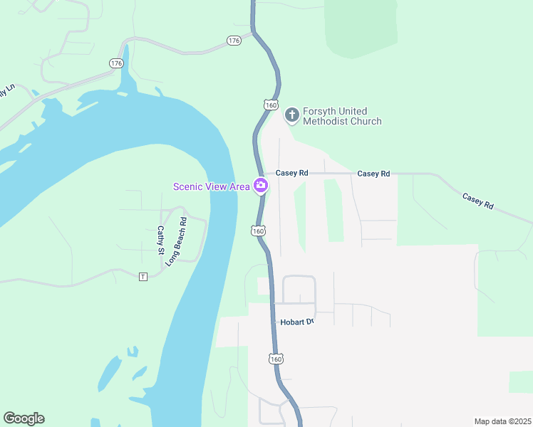 map of restaurants, bars, coffee shops, grocery stores, and more near 14697 Us Highway 160 in Forsyth