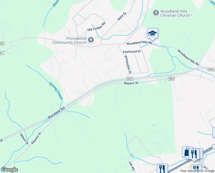 map of restaurants, bars, coffee shops, grocery stores, and more near 19280 Repass Street in Abingdon