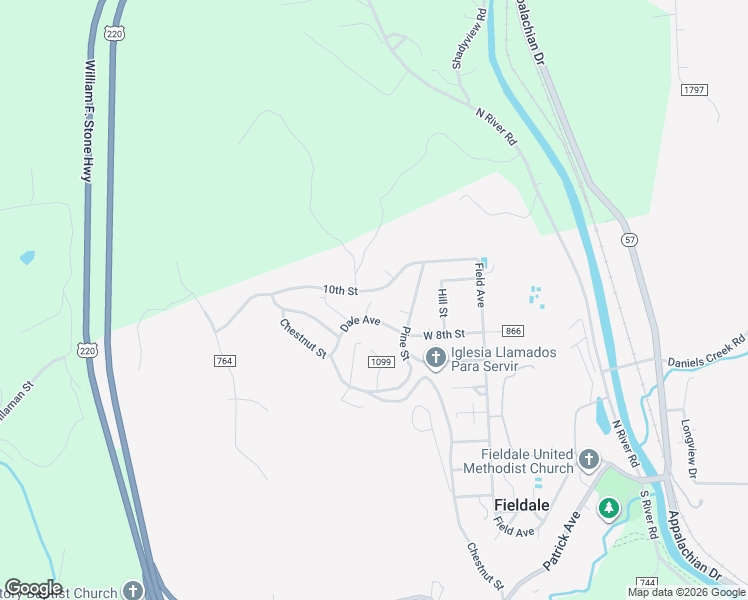 map of restaurants, bars, coffee shops, grocery stores, and more near 100-126 Dale Avenue in Fieldale