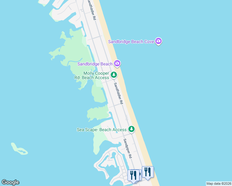 map of restaurants, bars, coffee shops, grocery stores, and more near 3409 Sandfiddler Road in Virginia Beach