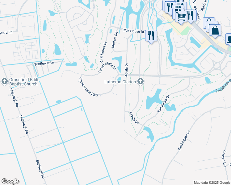 map of restaurants, bars, coffee shops, grocery stores, and more near 1412 Gunston Court in Chesapeake
