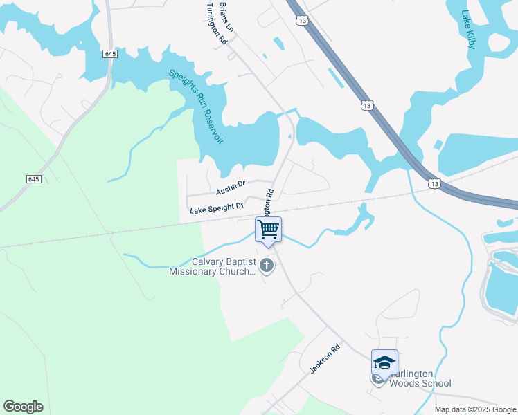 map of restaurants, bars, coffee shops, grocery stores, and more near 519 Turlington Road in Suffolk