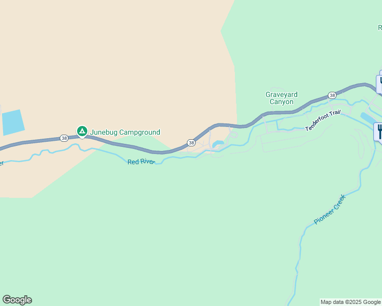 map of restaurants, bars, coffee shops, grocery stores, and more near 1312 Powder Puff Trail in Red River