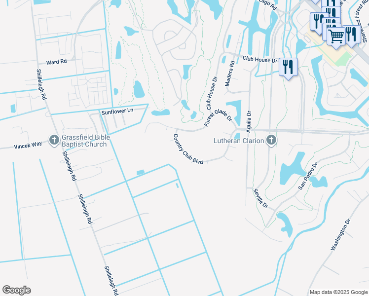 map of restaurants, bars, coffee shops, grocery stores, and more near 926 Country Club Boulevard in Chesapeake