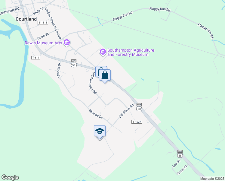 map of restaurants, bars, coffee shops, grocery stores, and more near 23040-23048 Main St in Courtland