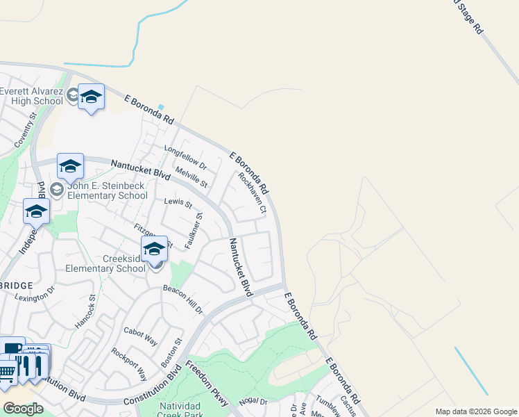 map of restaurants, bars, coffee shops, grocery stores, and more near 1146 Rockhaven Court in Salinas