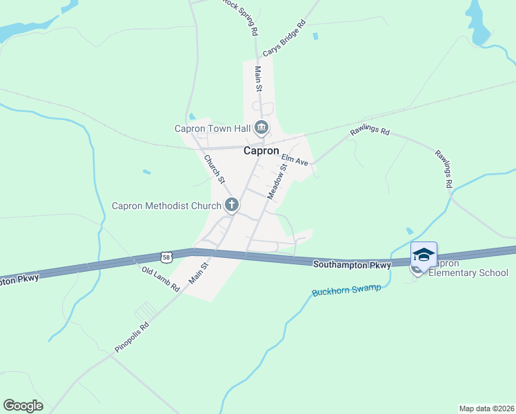 map of restaurants, bars, coffee shops, grocery stores, and more near 23109 Main Street in Capron