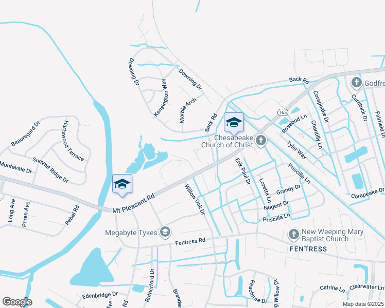 map of restaurants, bars, coffee shops, grocery stores, and more near 1000 Joan Court in Chesapeake