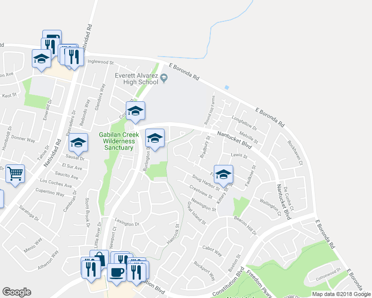map of restaurants, bars, coffee shops, grocery stores, and more near 980 Round Hill Farms in Salinas
