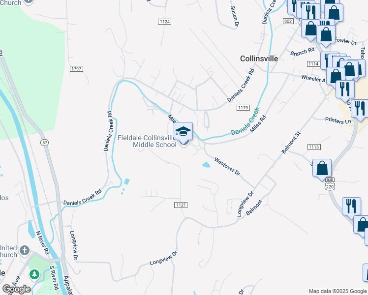 map of restaurants, bars, coffee shops, grocery stores, and more near 645 Miles Road in Collinsville