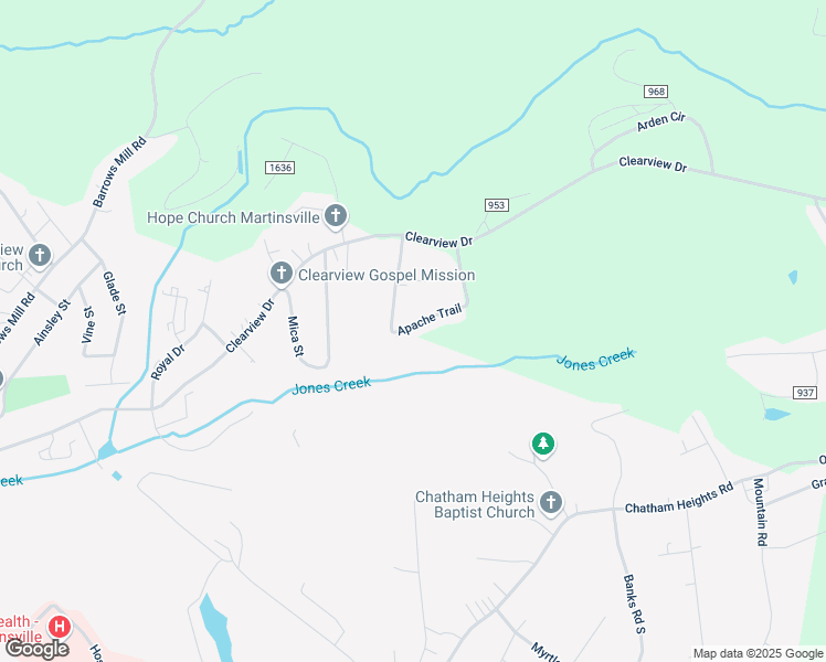 map of restaurants, bars, coffee shops, grocery stores, and more near 99-145 Navajo Trail in Martinsville