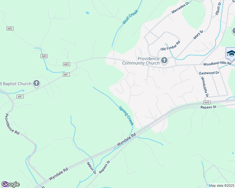 map of restaurants, bars, coffee shops, grocery stores, and more near 16735 Chase Lane in Abingdon